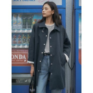 틸아이다이 Slim belt raglan sleeve trench coat_Navy