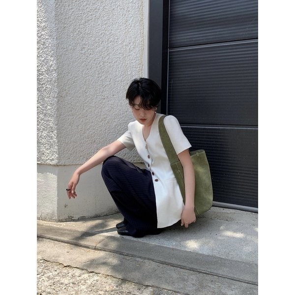 [단독][묵화 PICK][4차 리오더]SCOOP NECK SLIM FIT HALF SLEEVE JACKET_IVORY