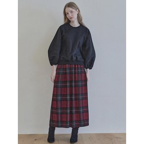 Tartan Check Pleated Maxi Skirt - RED