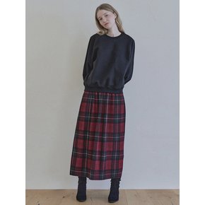 Tartan Check Pleated Maxi Skirt - RED