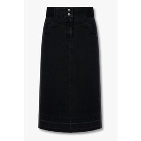 [부산점] 보브)) 백 니트 밴딩 H라인 데님 스커트 (7125355106)