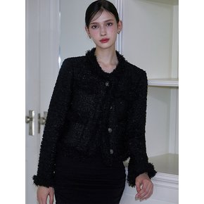 Fringe Tweed Jacket [Black]