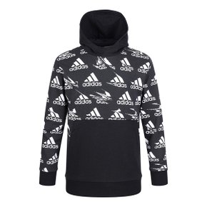 adidas 남성 블랙 로고패턴 후드티셔츠_P353017673