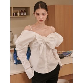 Nala Ribbon Off-shoulder Blouse [White]