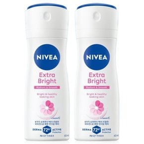 데오드란트 스프레이 엑스트라 브라이트 60ml 2개