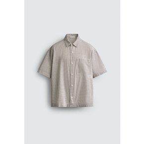 릴렉스핏 체크 텍스트 반팔 셔츠 / 7446/310/400 BLUE