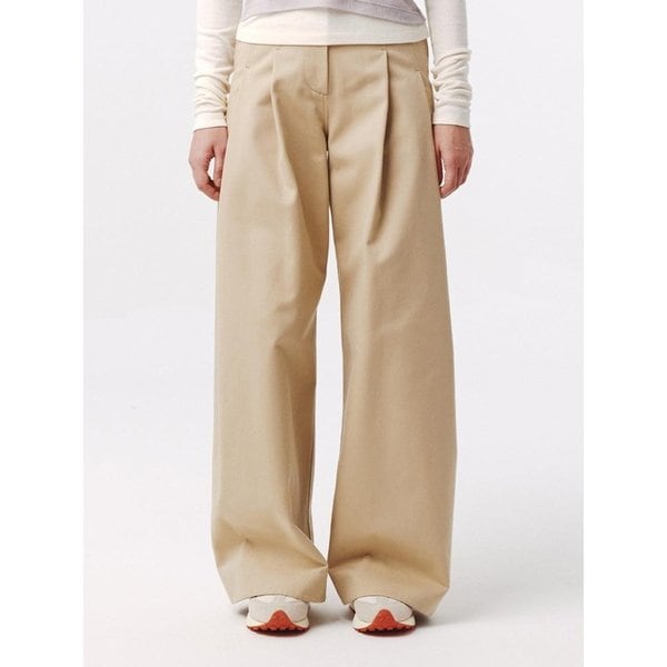 Curved Seam Wide Pants Beige