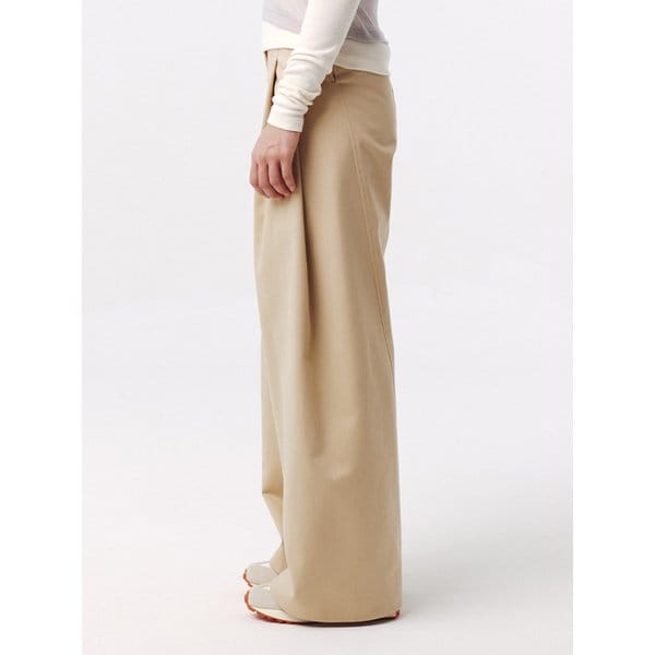 Curved Seam Wide Pants Beige