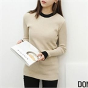 배색 골지 라운드 니트_P053914260