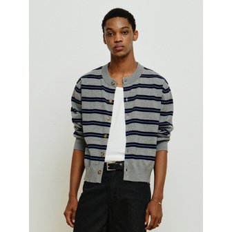 미나브 스트라이프 라운디 가디건 [그레이]