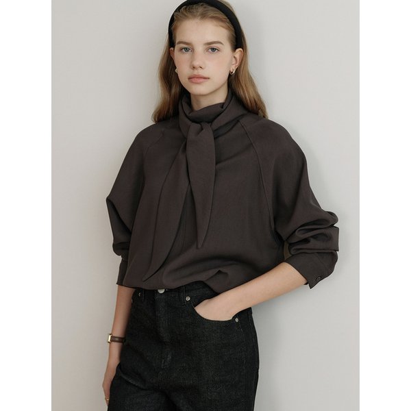 comos 1651 scarf raglan blouse (charcoal)