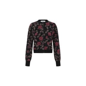 아모멘토 26FW Floral Jacquard Cardigan, Black