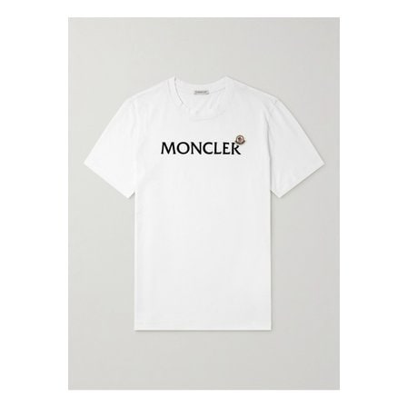 몽클레르 몽클레어 슬림핏 로고 플록 아플리케 코튼 저지 티셔츠 화이트 1647597360452831