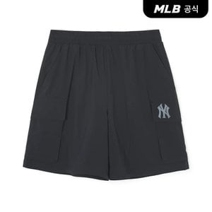 MLB [코리아공식] 베이직 고프코어 우븐 피스테 5부 반바지 NY (Black)