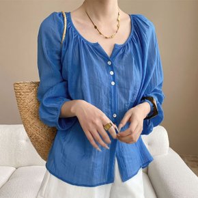 라레도 벌룬 루즈핏 래글런 블라우스_F5041
