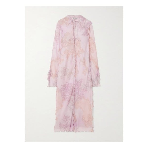 러플 프린트 코튼 실크 블렌드 시폰 맥시 원피스 1647597332486676