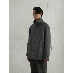 WOOL HALF COAT (MELANGE GRAY)