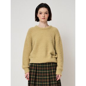 FLUFFY KNIT PULLOVER, MOS GREEN