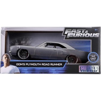  JADATOYS 1 24 와일드 스피드 다이캐스트 카- DOM`s PLYMOUTH ROAD RUNNER GRAY