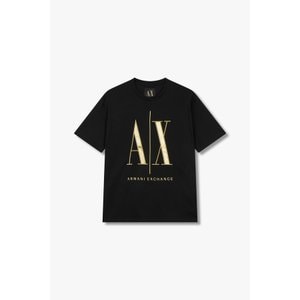 ARMANI EXCHANGE 남성 샤이닝 로고 크루넥 티셔츠(A414130122블랙)