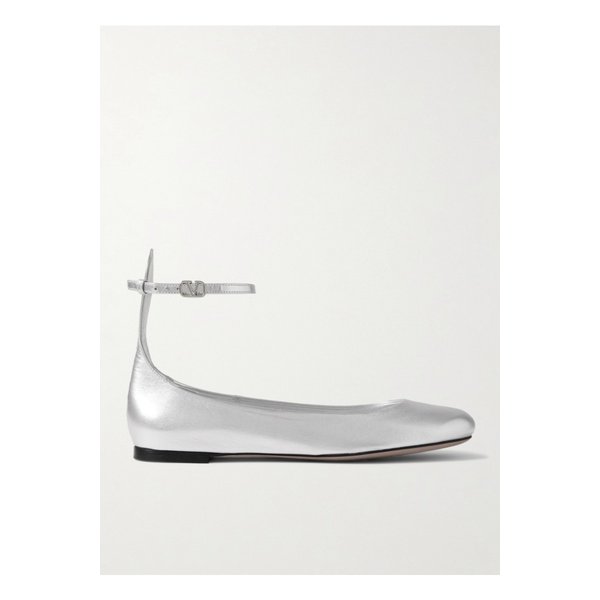 탱고 메탈릭 가죽 발레리나 플랫 실버 1647597326362418