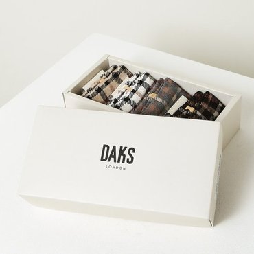 닥스 DBSS5F702BK [선물포장][무압박][여성중목4족] 체크배색 면혼방 중목 4족세트 양말