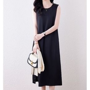 솔리드 라운드넥 민소매 원피스 B2430C_P391520255