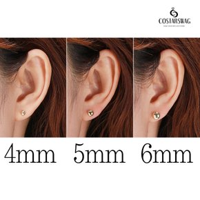 14k 납작 반볼 귀걸이 4mm 5mm 6mm