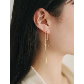 heart line drop earrings 大 (3colors)