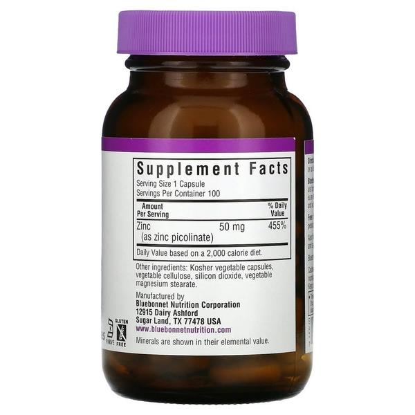 미국직구 Bluebonnet 블루보넷 아연 징크 피콜리네이트 50mg 100베지캡슐