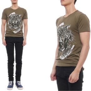 남성 타이거 프린트 반팔티셔츠 (S6HJ601I605 161)