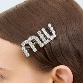 25 SS 미우미우 Crystal MIU 크리스탈 로고 헤어클립 5JF082 2DNC F0OKL