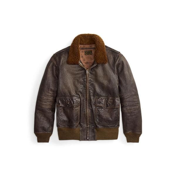 시얼링 칼라 레더 플라이트 재킷(MNRROTW16020195200)