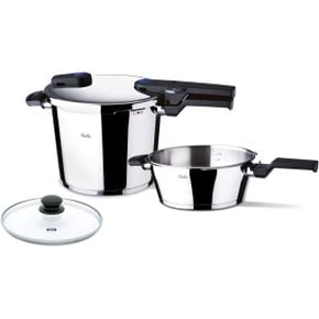 일본 휘슬러 프라이팬 Fissler 비타퀵 6L 3.5L세트 [압력솥 IH 지원 유리 뚜껑  레시피 북 포함]