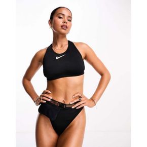 4102137 Nike Swimming Explore wild high neck mesh bikini top in black