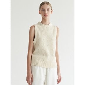 Y wool knit vest in ivory