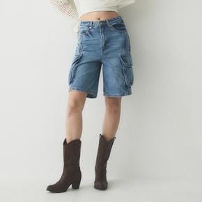 여성 Denim Cargo Shorts WHTJE2545FSG