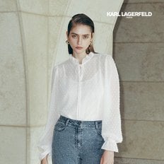 [온플] 칼라거펠트 24FW 도트 쉬폰 블라우스