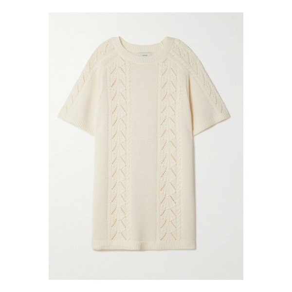 루루 드 시종 아르망 케이블 포인텔 니트 코튼 미니 드레스 아이보리 46376663162837337