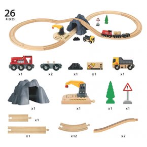 BRIO WORLD 33913 (브리오 월드) 카고 터널 8자 세트[전 26피스] 대상 연령 3세~ (전동 차량