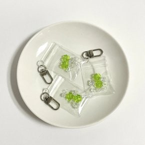 네잎클로버 비즈 지퍼백 키링 행운 만들기 투명 미니 pvc 타공 부자재 악세사리 재료