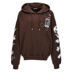 24SS 오프화이트 후드 티셔츠 OMBB118S24FLE00228092809 BROWN