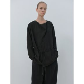 cowl wrap blouse (black)