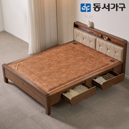 [가죽수납형] 편백나무 인볼브 황토볼 흙침대 Q 퀸 DF645663