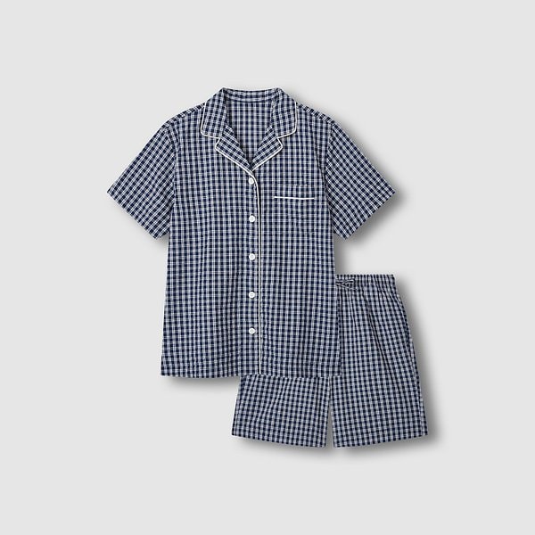 여 시어서커 체크 5부 파자마 세트 J216201003057