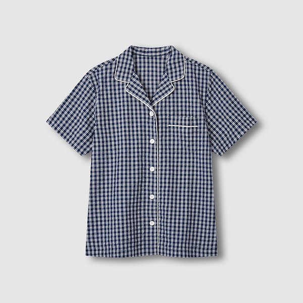 여 시어서커 체크 5부 파자마 세트 J216201003057