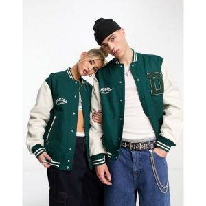  Dickies 남녀공용 oak 그루브 바시티 자켓 콘트라스트 슬리브s그린 한정판 아소스 507490