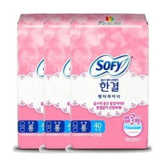  쏘피 일반생리대 바디피트 한결 팬티라이너 롱(무향) 40P x3