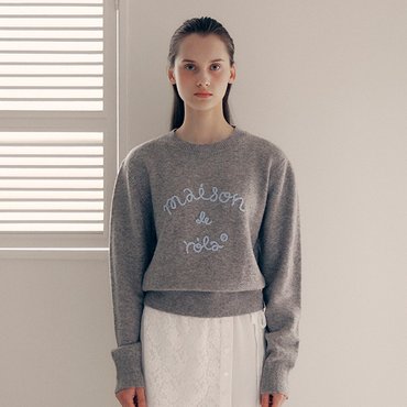 로라로라 MAISON DE ROLA EMBROIDERY KNIT GRAY