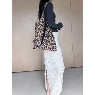쥬에 Canvas autumn leopard bag. Bright brown
